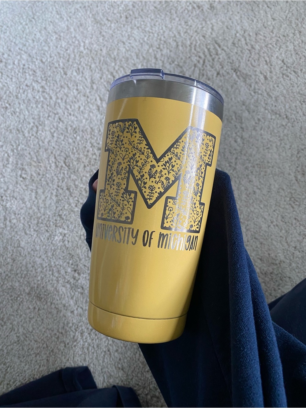 University of Michigan Yellow Floral M Travel Tumbler - Picture 2 of 5